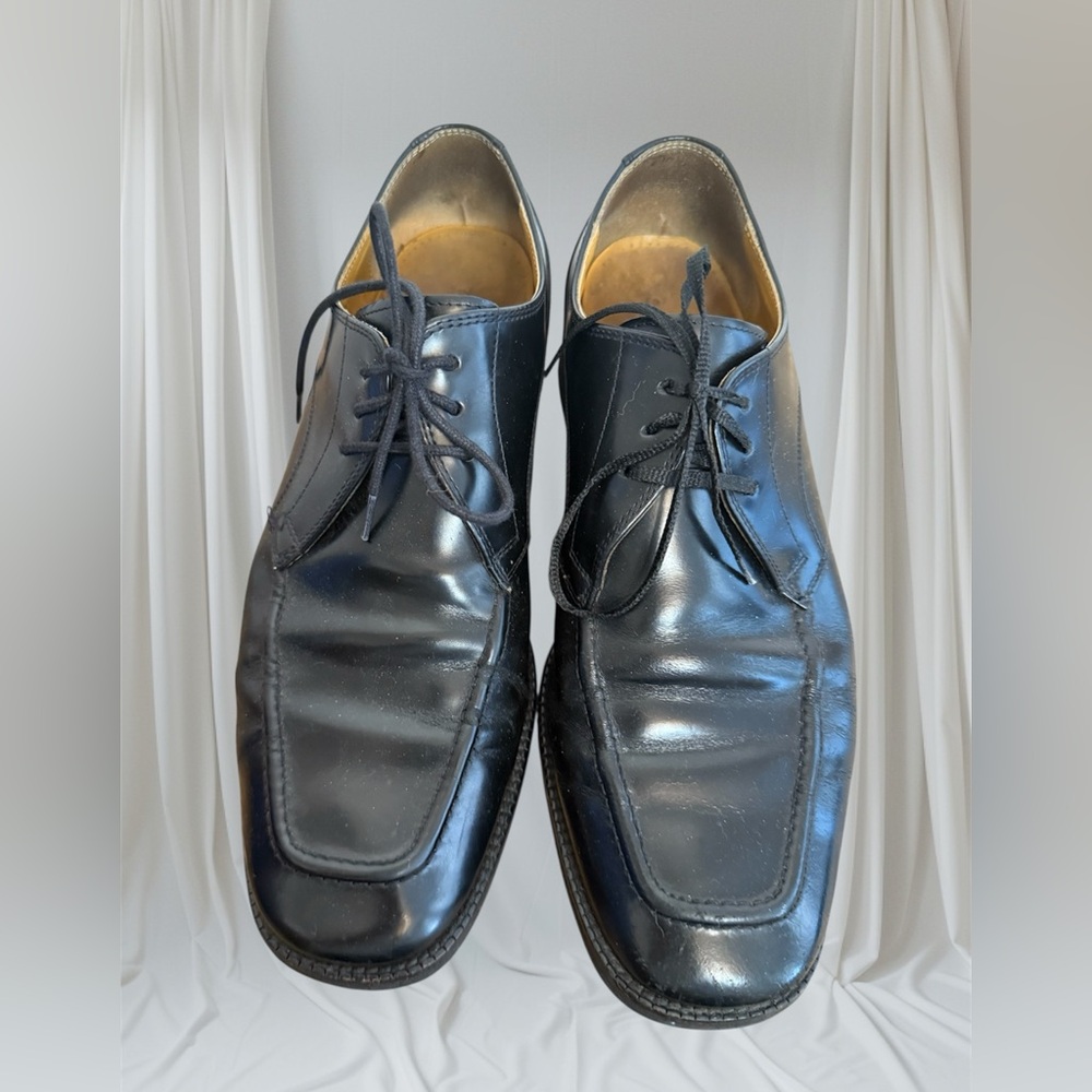 Cole Haan Men"s Black Leather Oxford Shoes Lace Up Apron Toe 10 M C07140